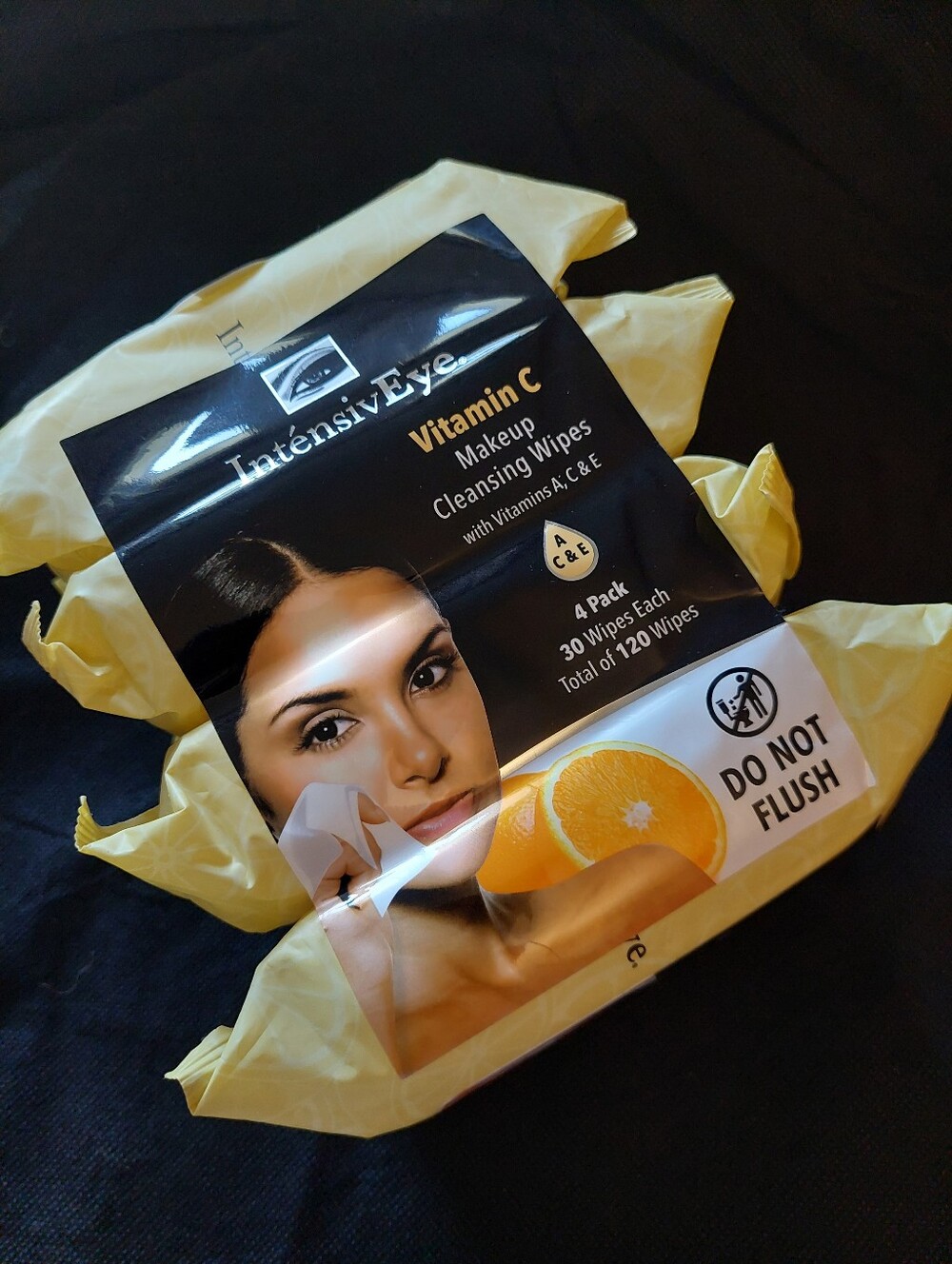 4 Pack Global BEAUTY Rare INTENSIVEYE Vitamin C MakeUp Wipes 120 Vitamins A,C,E - Picture 4 of 4